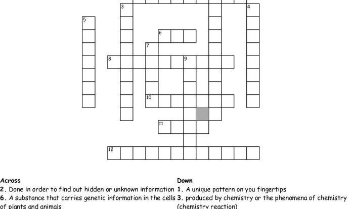 Introduction to science crossword puzzle