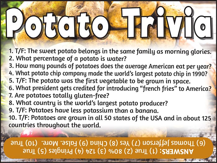 Potato trivia questions and answers