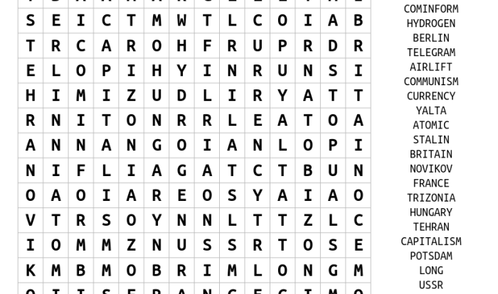 Cold war word search answers