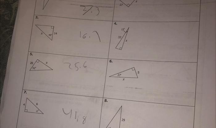 Triangles trigonometry homework